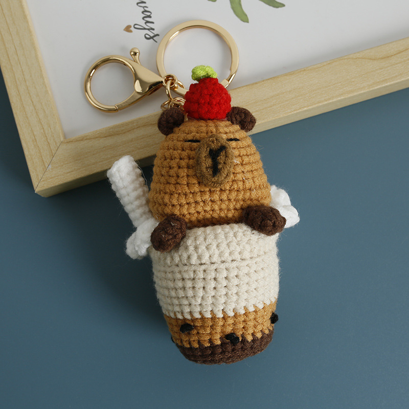 Coffee Tea Knits - Chaveiro de Crochê de Boneco de