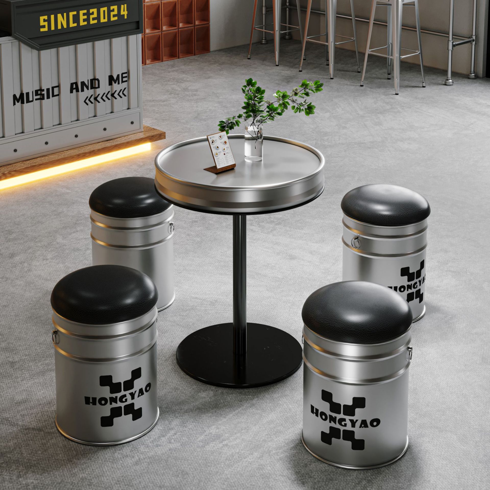 Coffee Tea Lounge - Conjunto de Mesa e Cadeiras Redondas