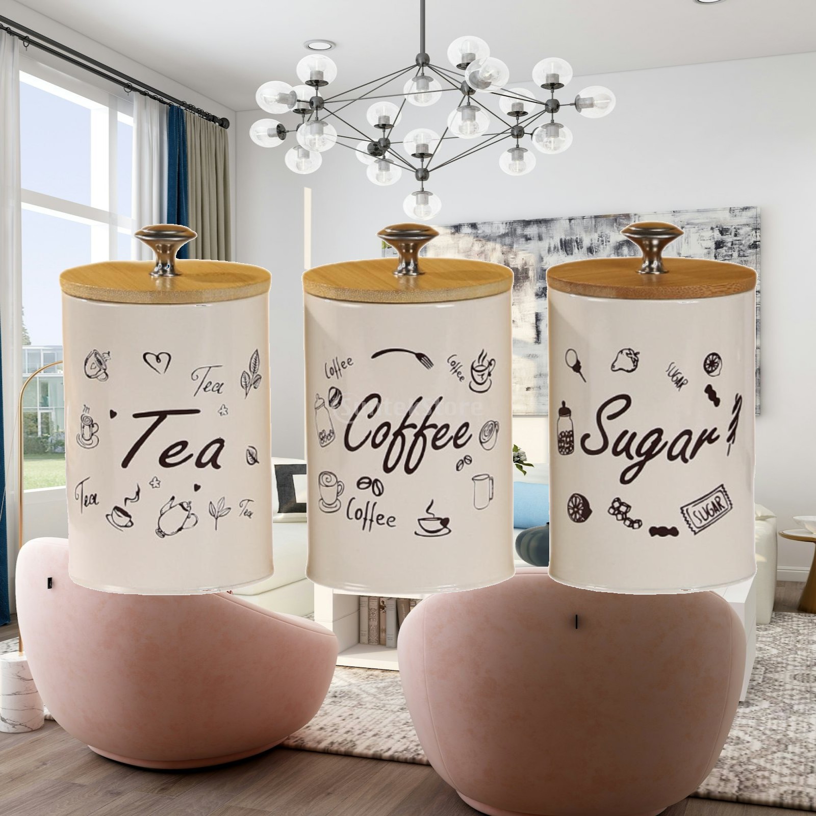 Coffee Tea Sugar Canister Set - Conjunto de Latas para Café, Chá