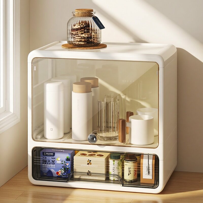 Coffee Tea Stand - Prateleira de armazenamento multicamadas com gavetas,