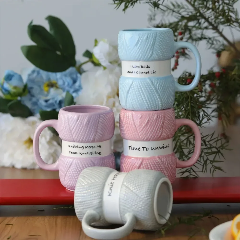 Coffee Tea Knits - Caneca de café cerâmica estilo malha