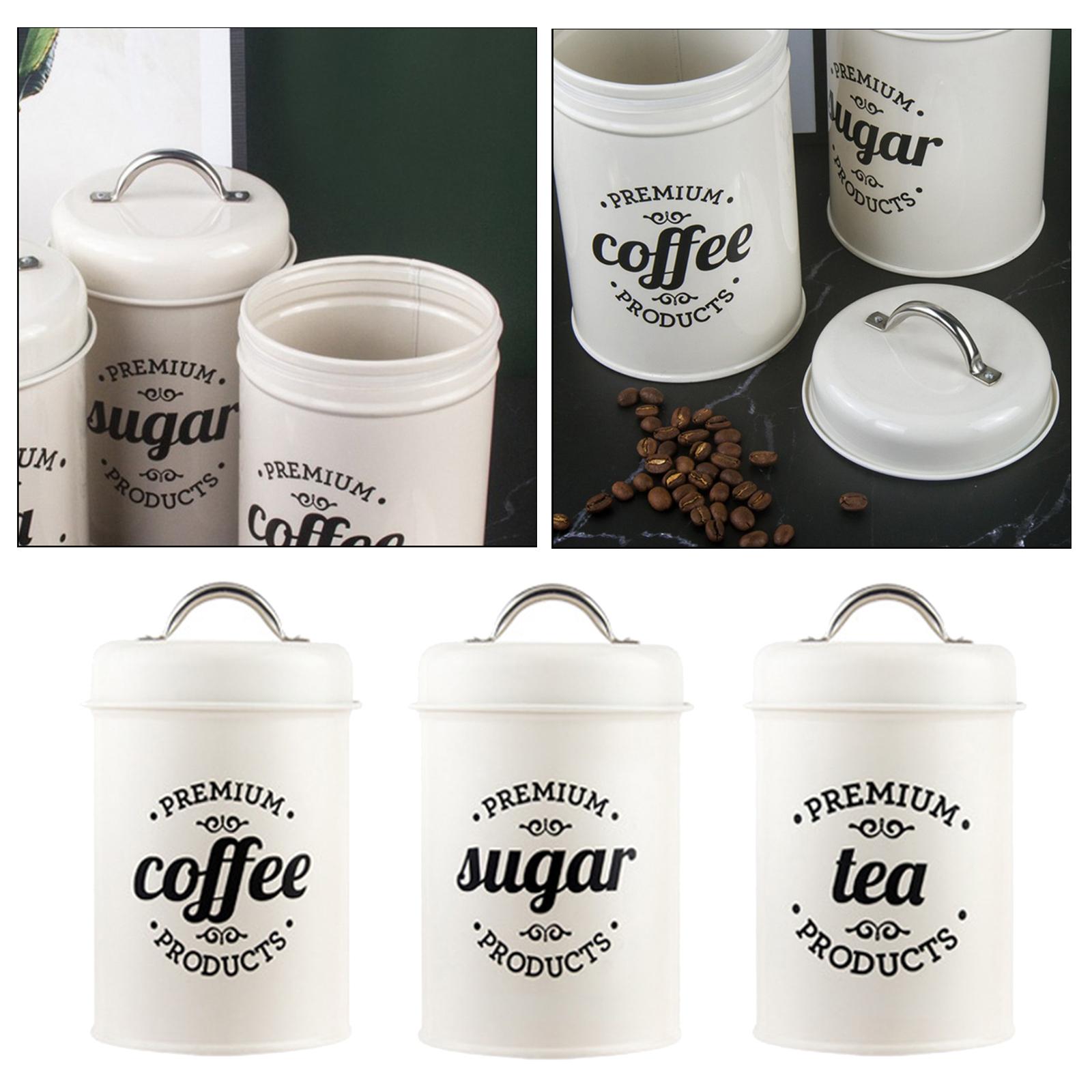 Coffee Tea Sugar Container Set - Conjunto de Latas Metálicas Herméticas para