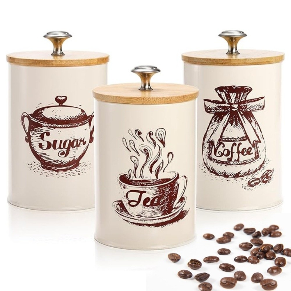 Coffee Tea Sugar Container Set - Conjunto de 3 Latas de Café