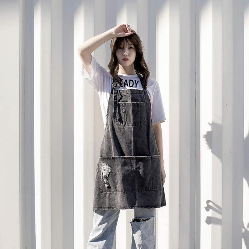 Coffee Tea For Garden - Aventais jeans de algodão lavado japonês,