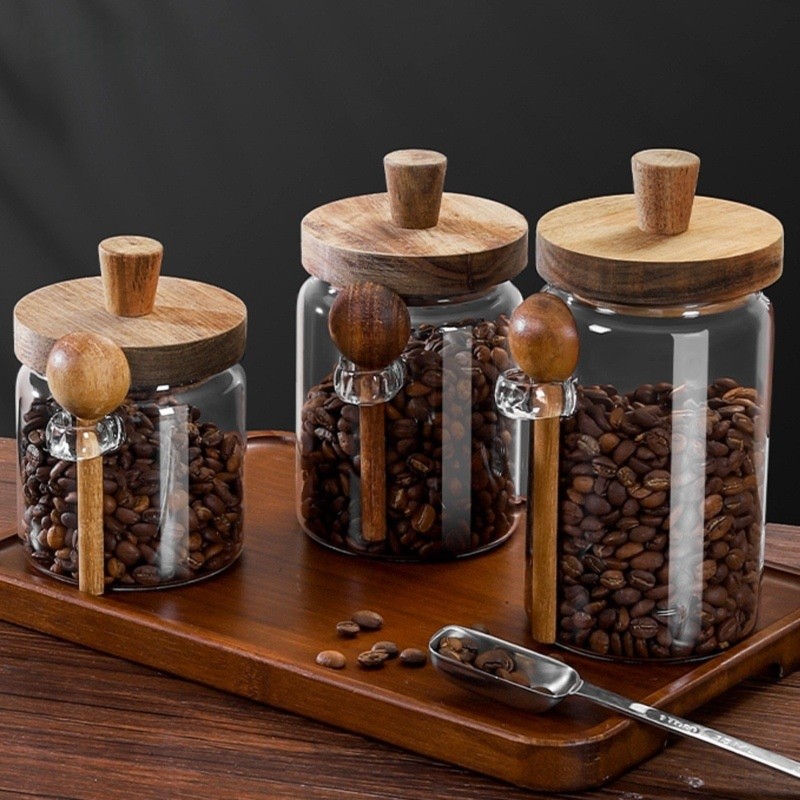 Coffee Tea Sugar Canister Set - Conjunto de 3 potes de vidro