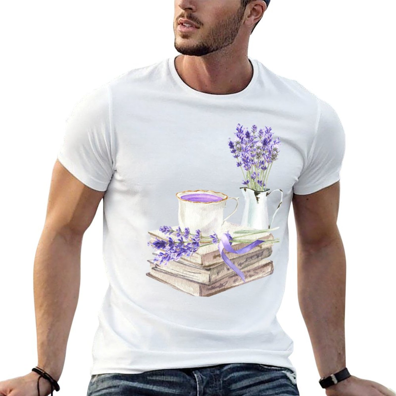 Coffee Tea Knits - Camiseta masculina com estampa de livro