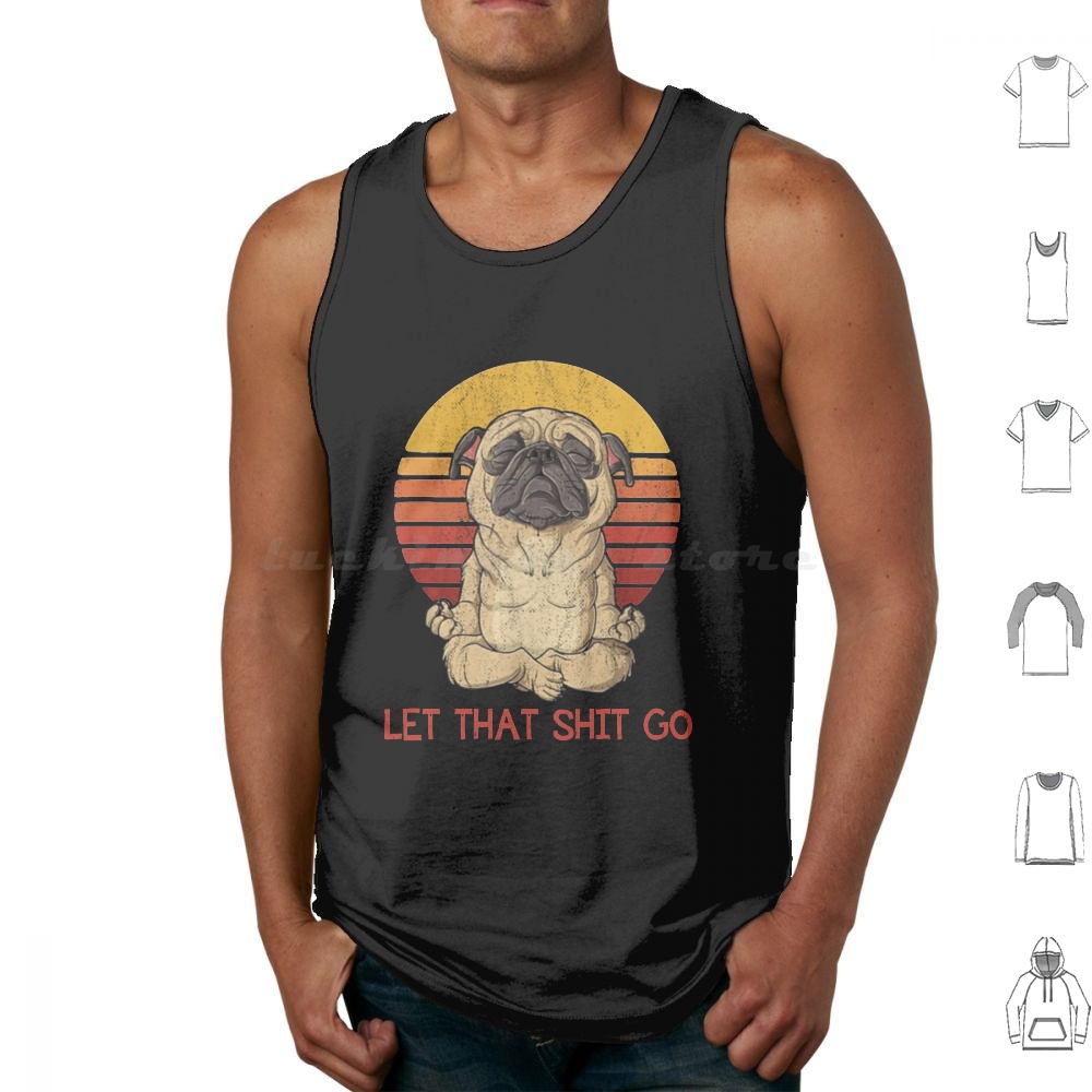 Coffee Tea Knits - Vintage pug yoga tank tops colete