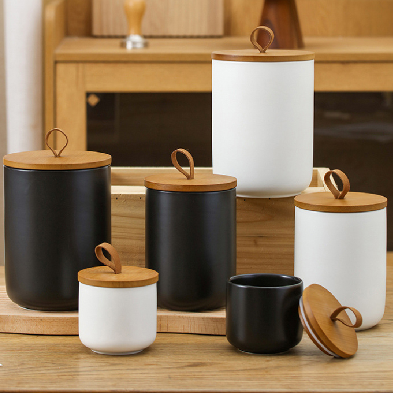 Coffee Tea Sugar Canister Set - Frasco De Armazenamento De Cerâmica Nórdica,