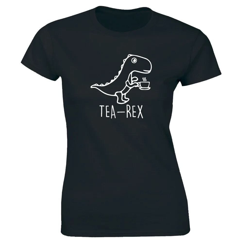 Coffee Tea Knits - Camiseta feminina Tea Rex Funny Dinosaur