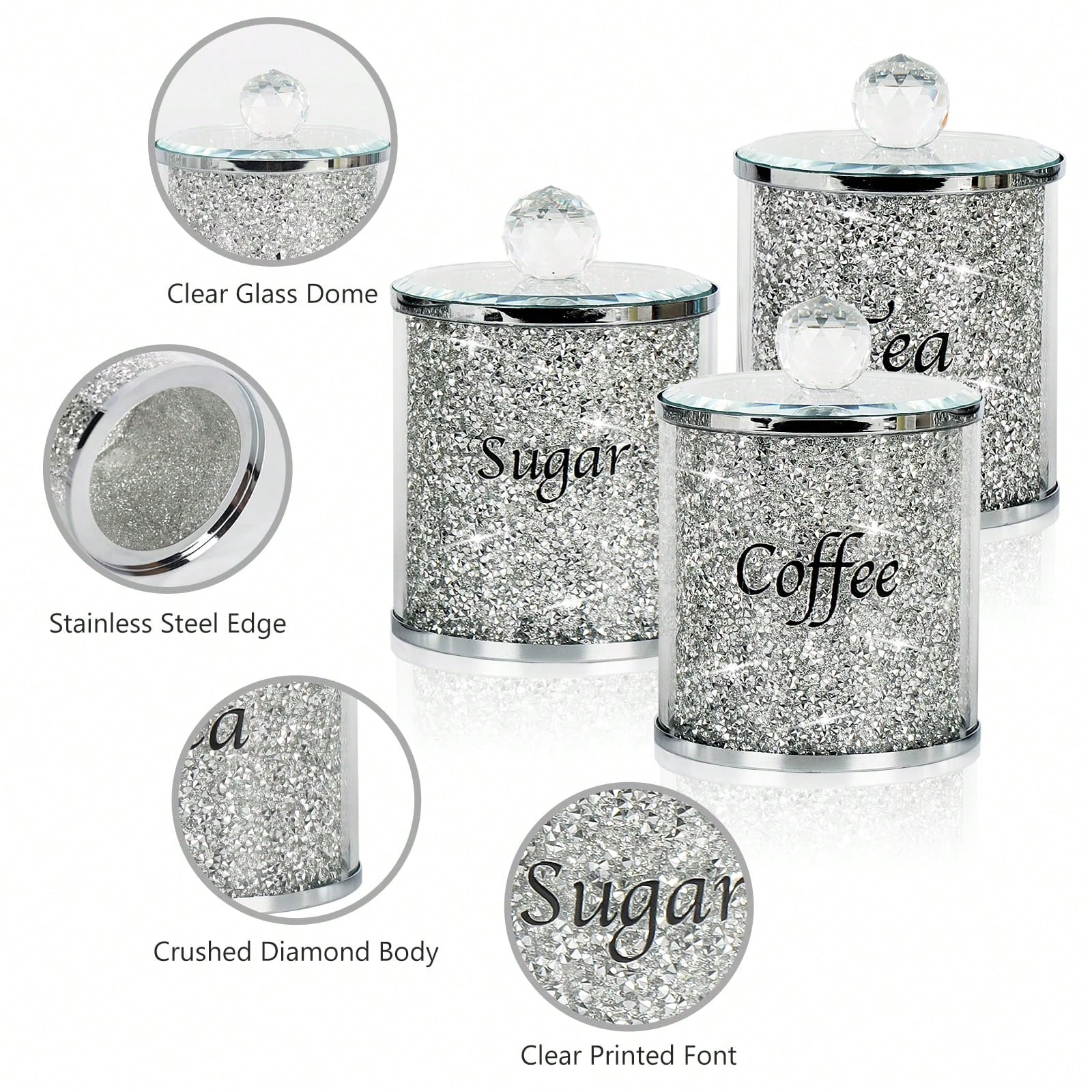 Coffee Tea Sugar Canister Set - Conjunto de Potes para Café, Açúcar