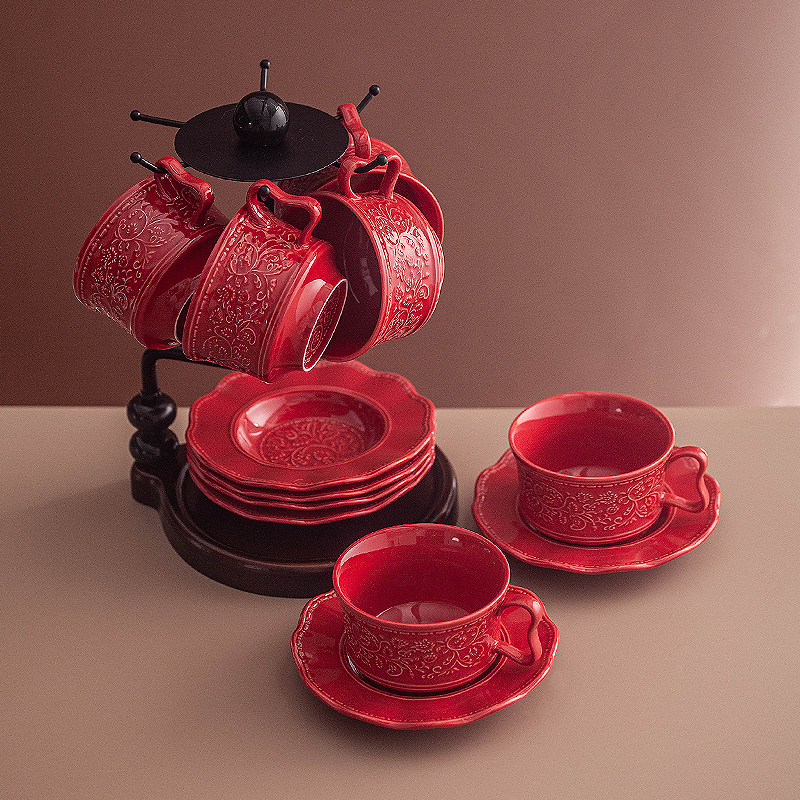 Conjunto retrô de xícara de ca - Coffee Tea Festival avaliação e preço