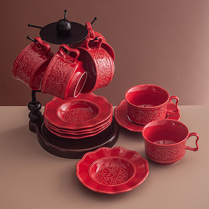 Conjunto retrô de xícara de ca - Coffee Tea Festival avaliação e preço