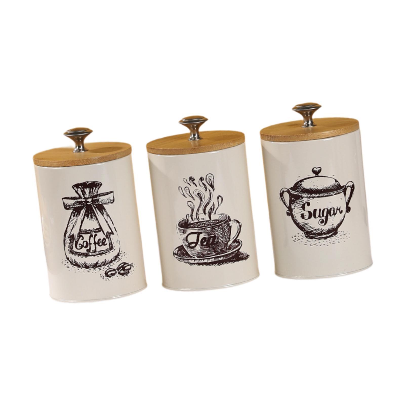 Conjunto de Latas para Café, C - Coffee Tea Sugar Canister Set avaliação e preço