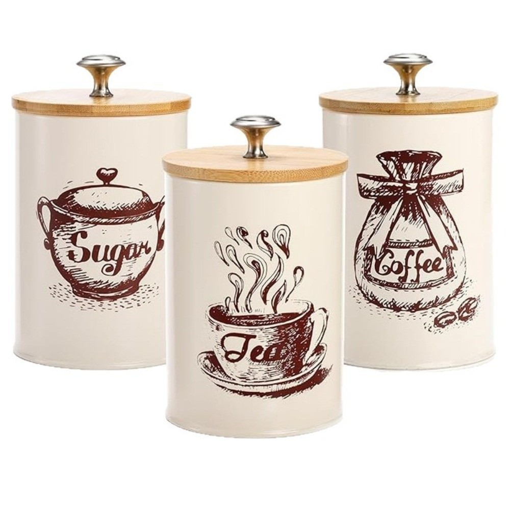 Conjunto de 3 Latas de Café em - Coffee Tea Sugar Container Set avaliação e preço