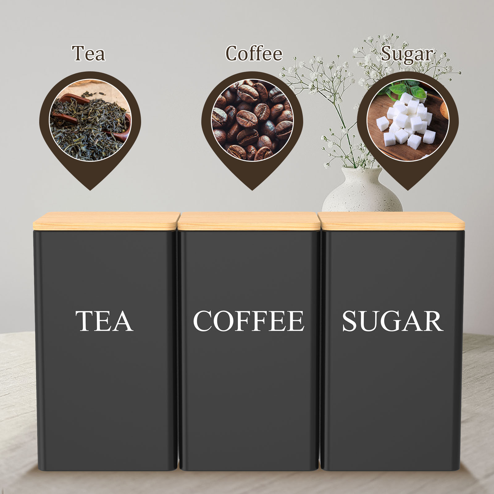 Conjunto de vasilhas de café,  - Coffee Tea Sugar Container Set avaliação e preço