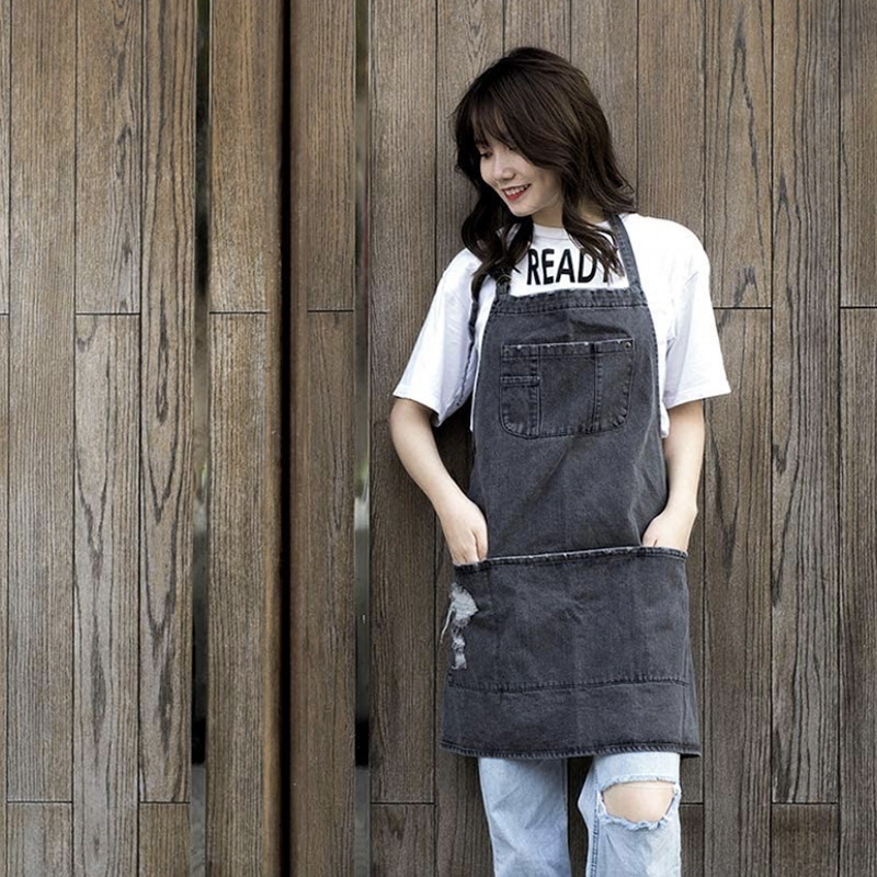 Aventais jeans de algodão lava - Coffee Tea For Garden avaliação e preço