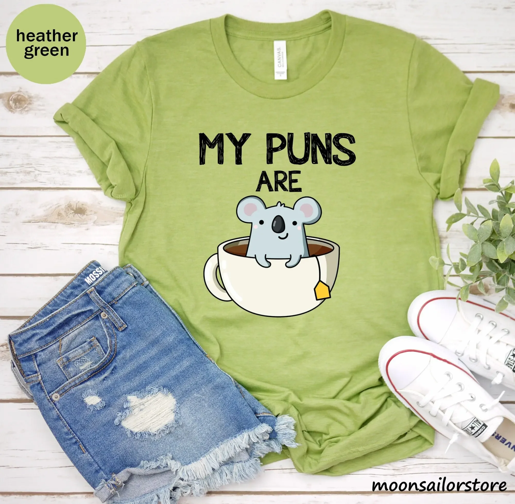 Camiseta My Puns Are Koala Tea - Coffee Tea Knits avaliação e preço