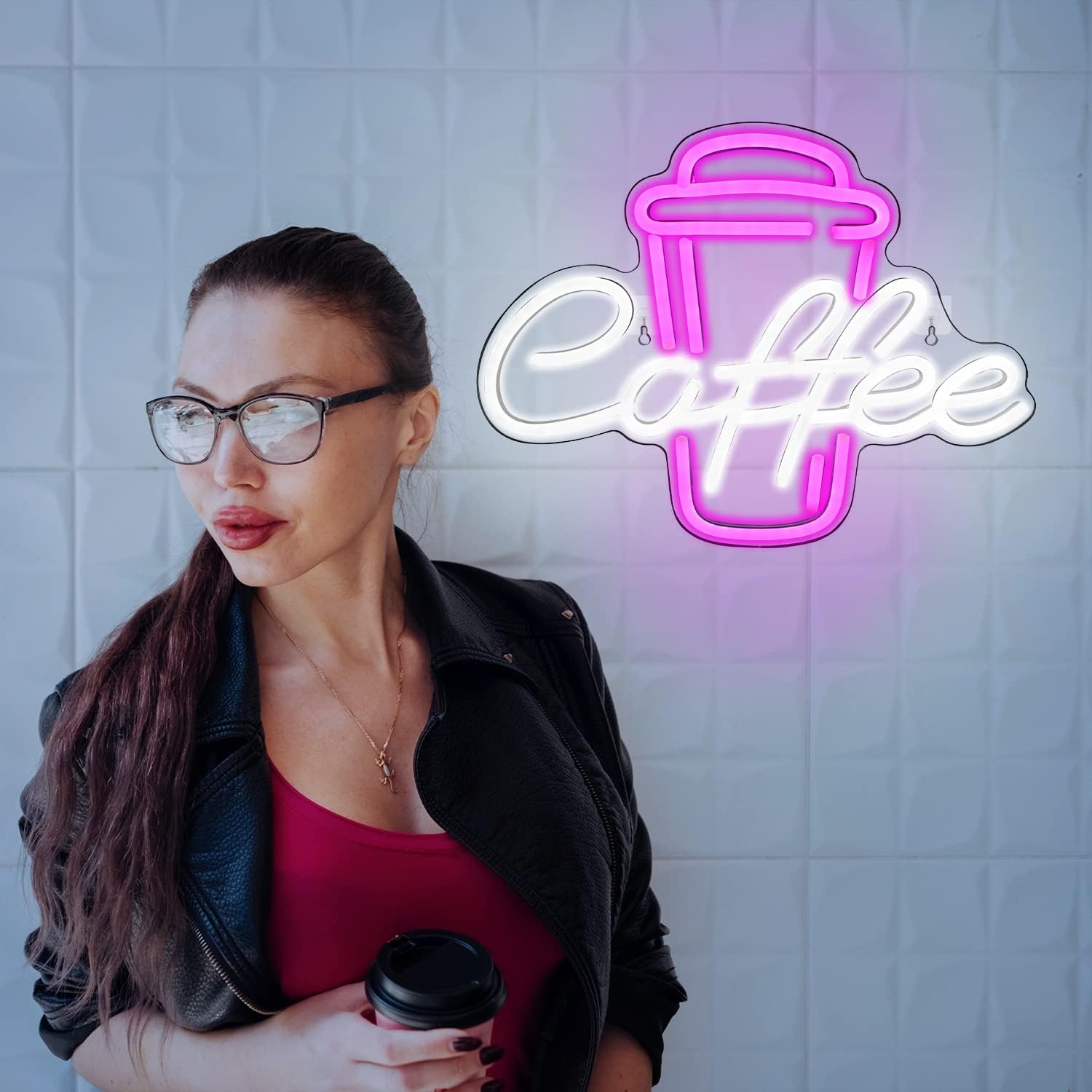 Letreiro Neon Rosa e Branco em - Coffee Tea Neon Sign avaliação e preço