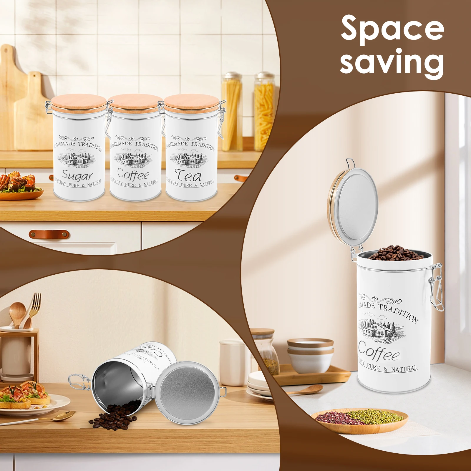 Conjunto de 3 Peças: Latas de  - Coffee Tea Sugar Canister Set avaliação e preço