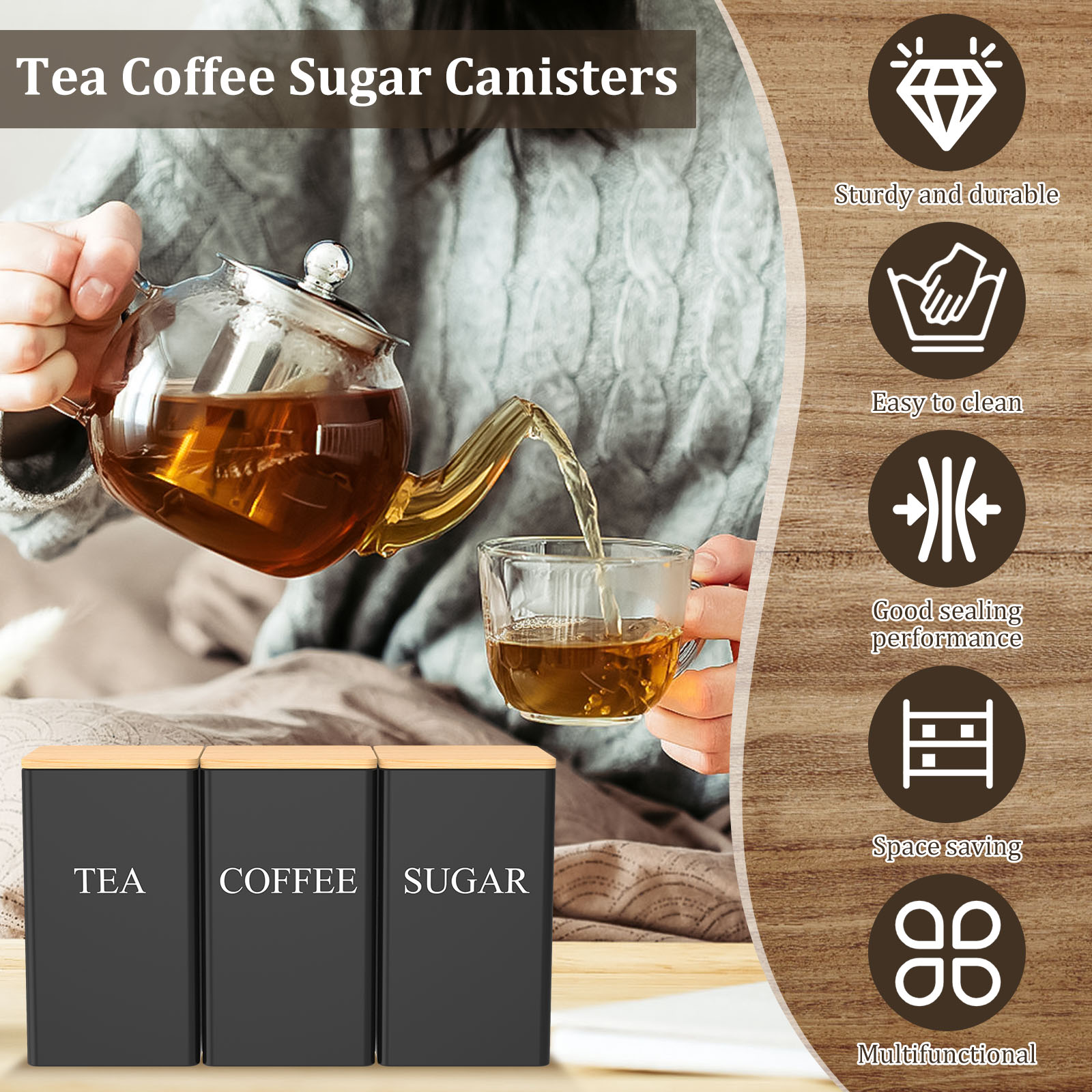 Jarra de armazenamento de grão - Coffee Tea Sugar Canister Set avaliação e preço
