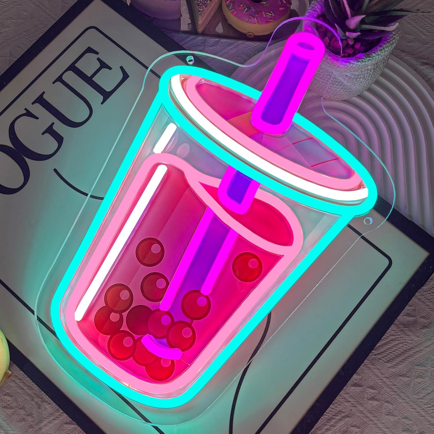 Letreiro Neon Bubble Tea com L - Coffee Tea Neon Sign avaliação e preço